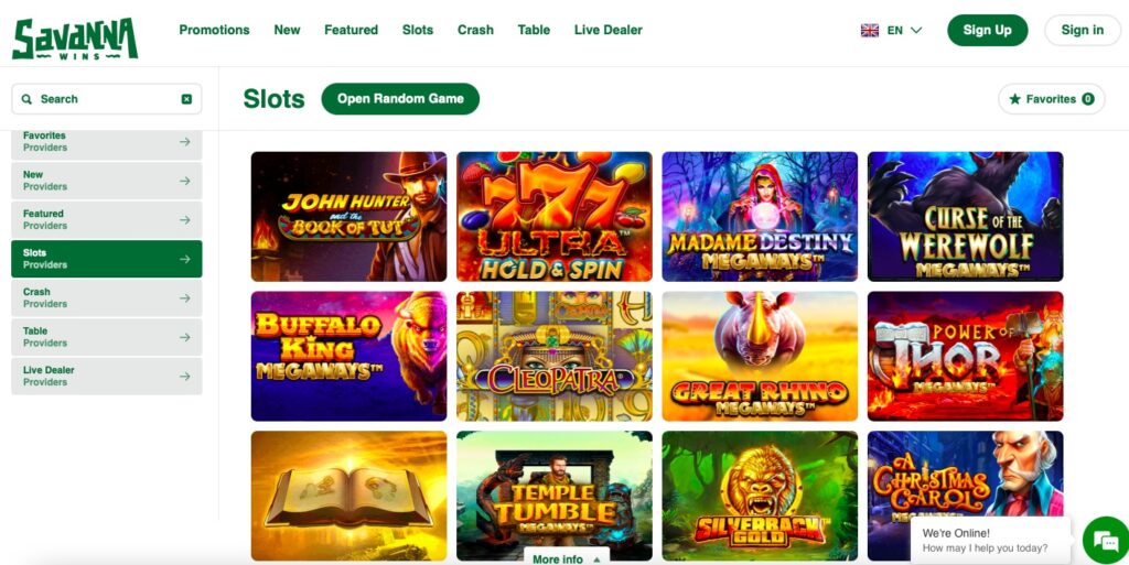 Savannawins Casino Games