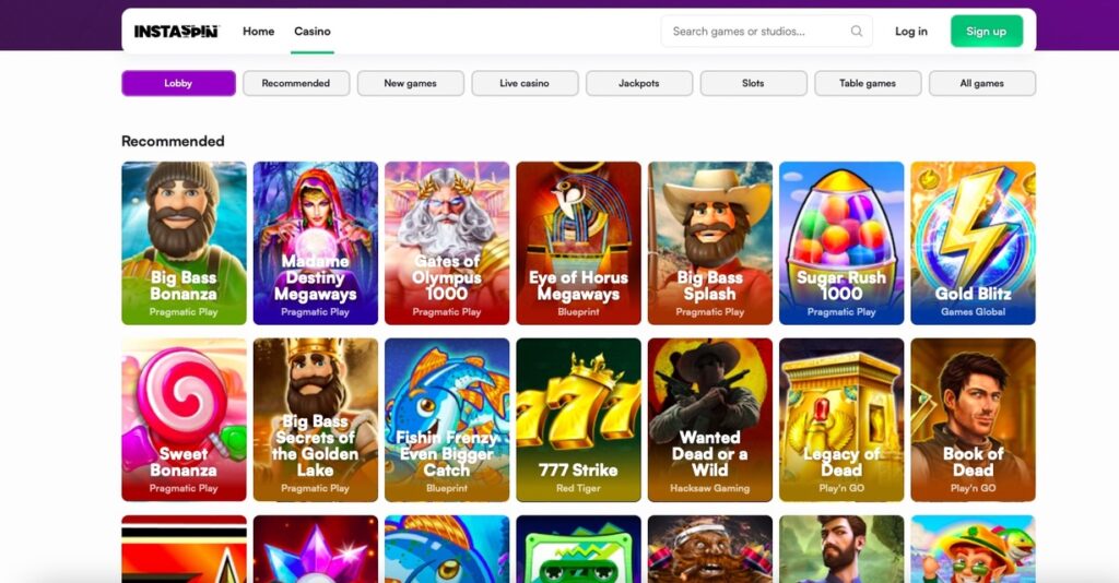 Megaways slots not on Gamstop selection at Instaspin casino