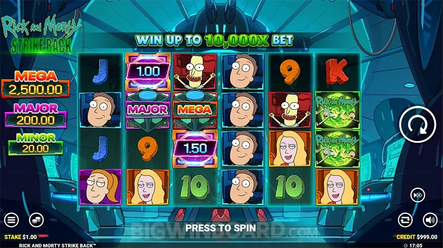 Rick and Morty Strike Back Gameplay of a branded slot.