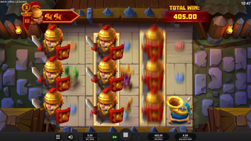 Marching Legions gameplay of a RTP slot.