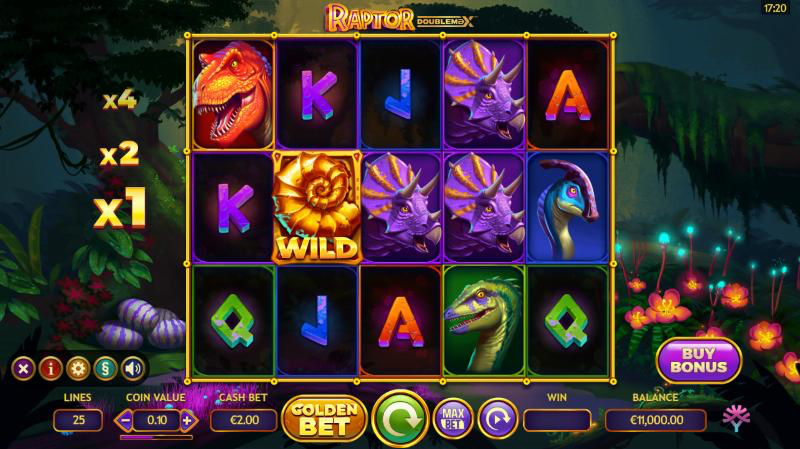 Raptor Doublemax game play with bonus buy option