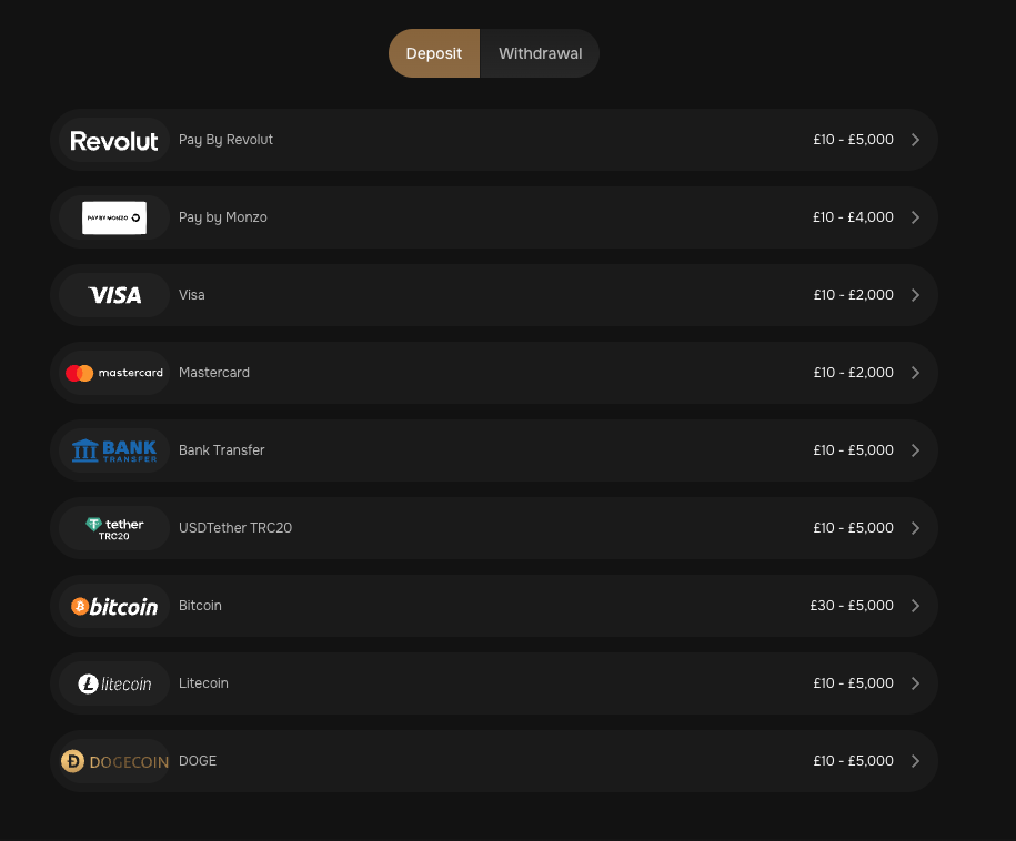 payment options at mr punter casino