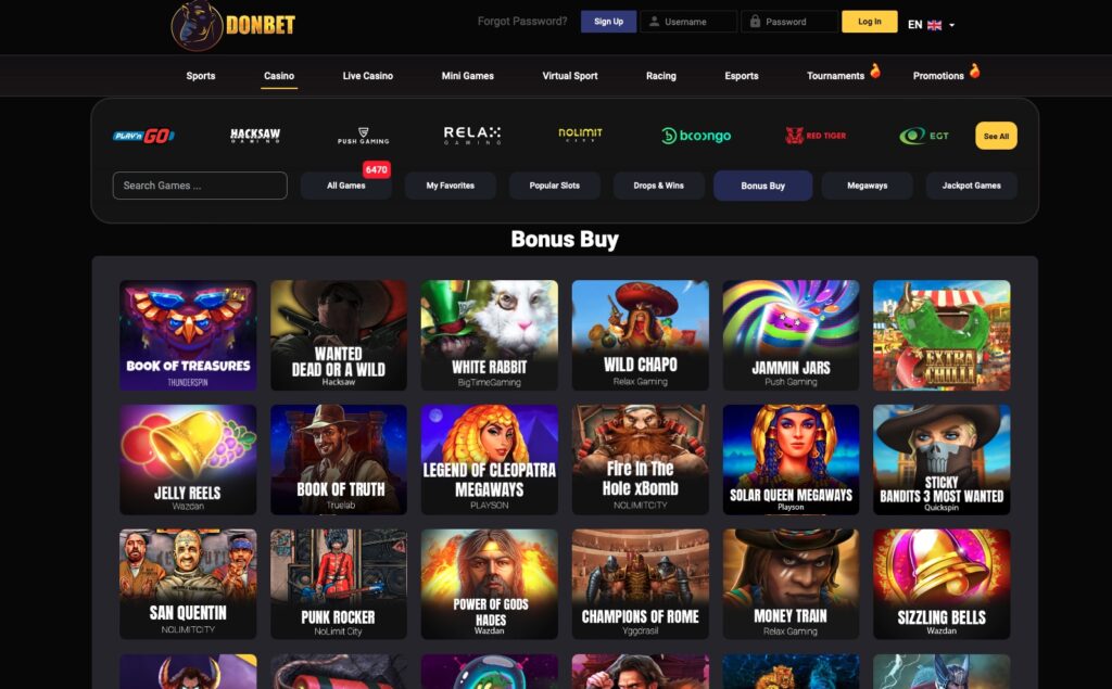 Bonus Buy slots at US betting site - Donbet