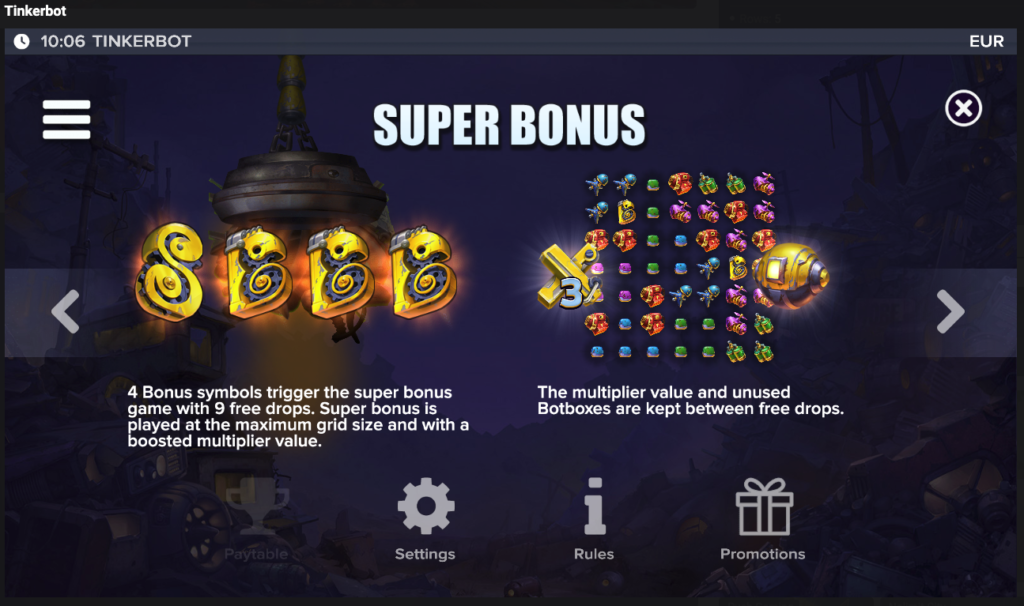 Tinkerbot Bonus Buy Slot bonus buy options.