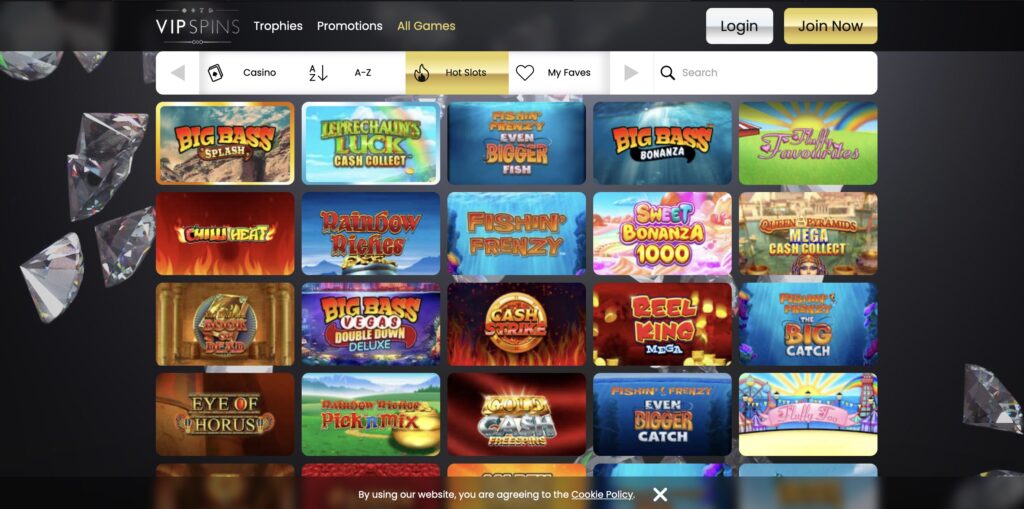 VIP Spins casino games options