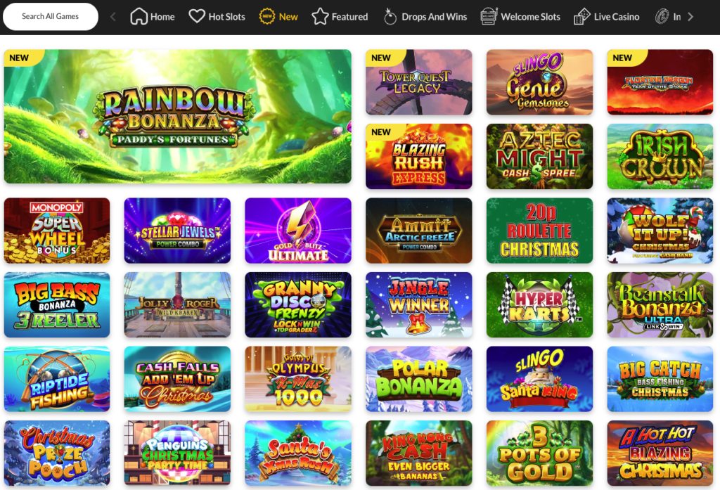 Onyx Slots Game Selection.