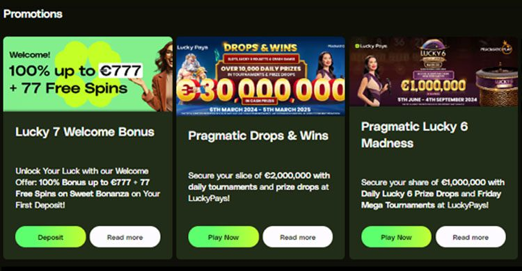 lucky pays casino welcome bonus packages