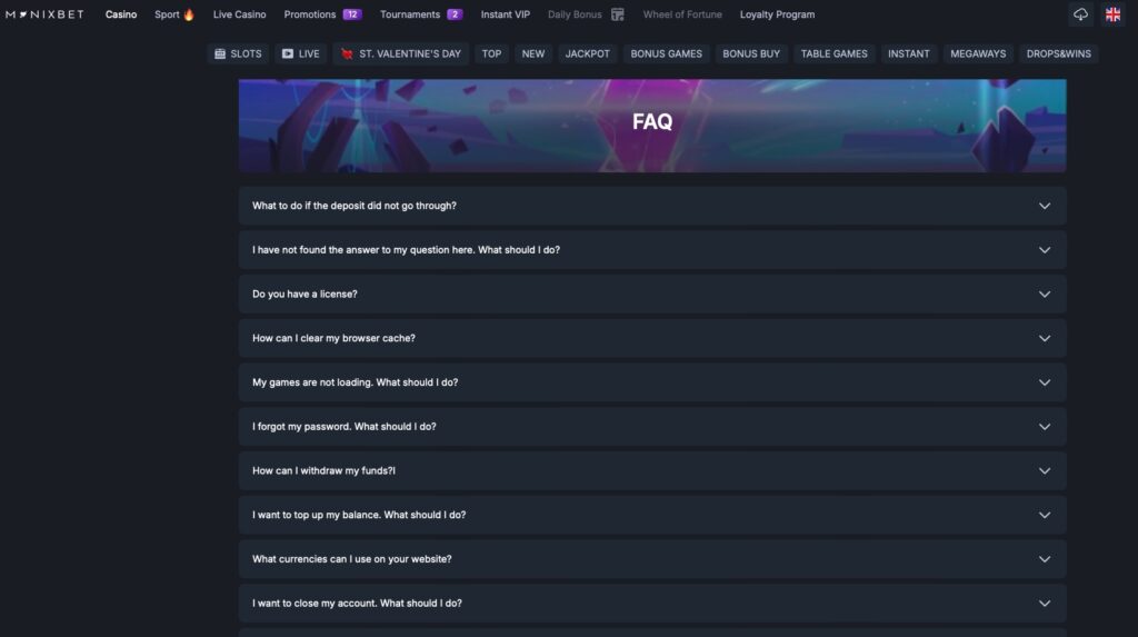 Monixbet FAQs