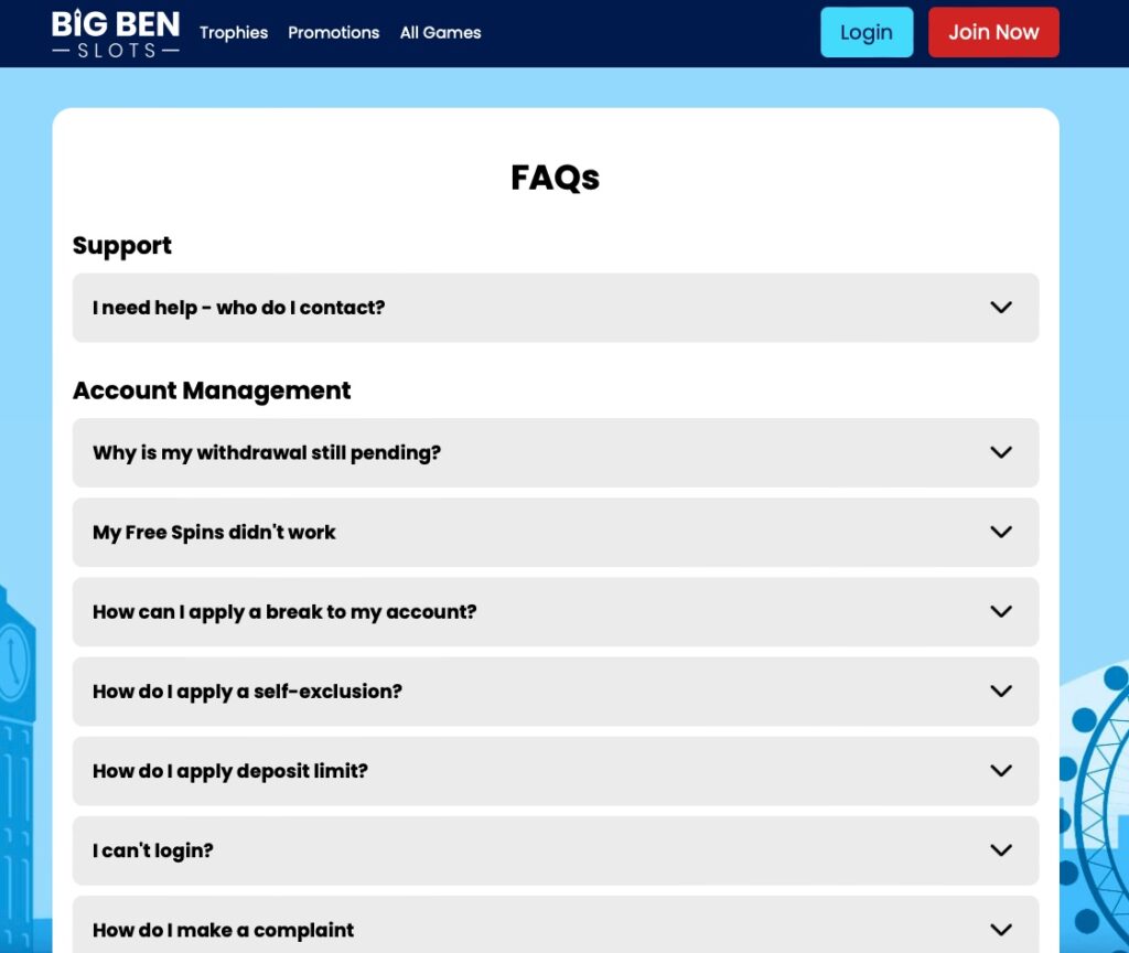 Big Ben Slots FAQs