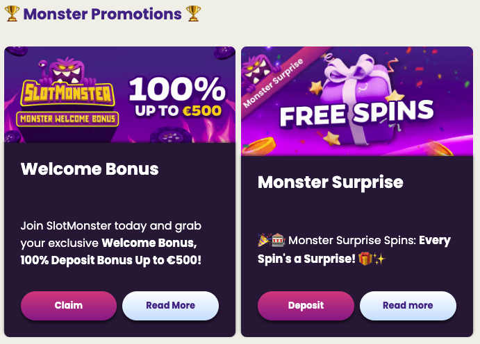 SlotMonster Bonuses and Promotions.