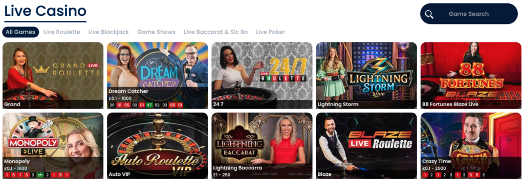 live casino options at spin rio casino