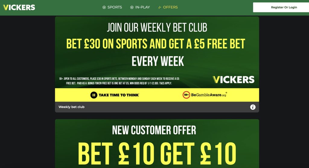 Bet Vickers promotions page