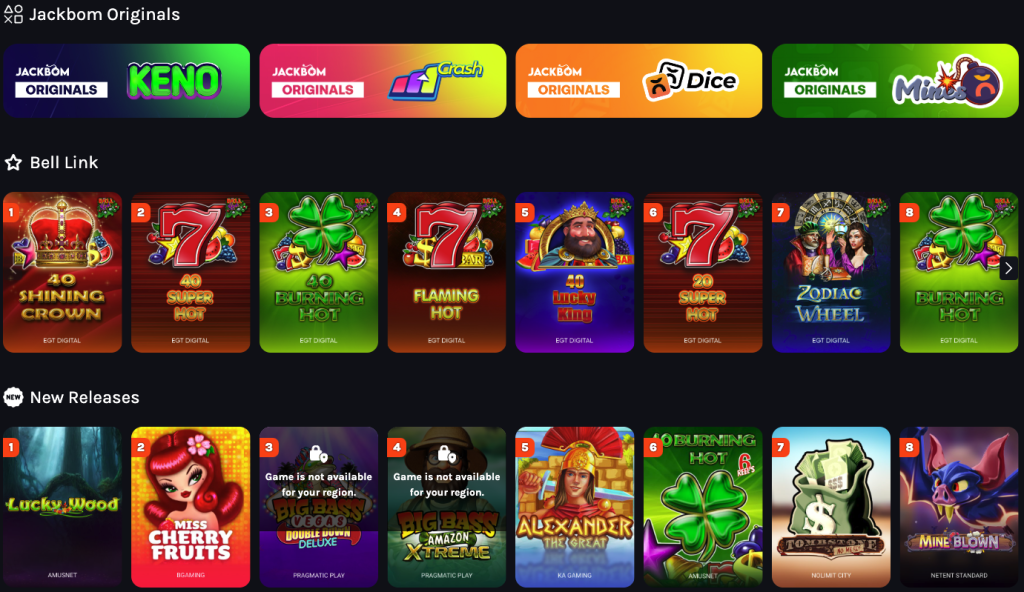 Jackbom Casino Games.