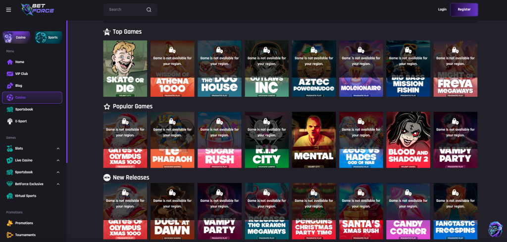Bet Force Casino Games.