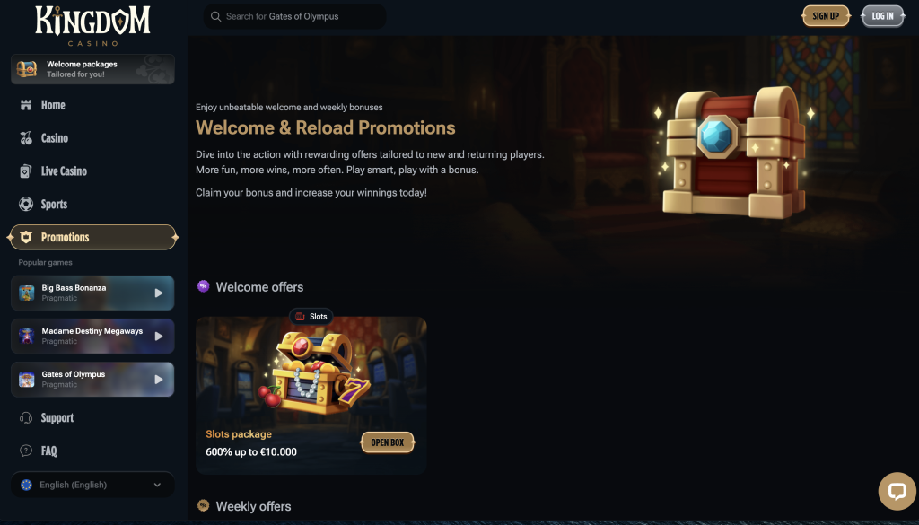 Kingdom Casino Bonuses.