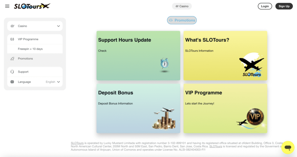 Slotours promotions.