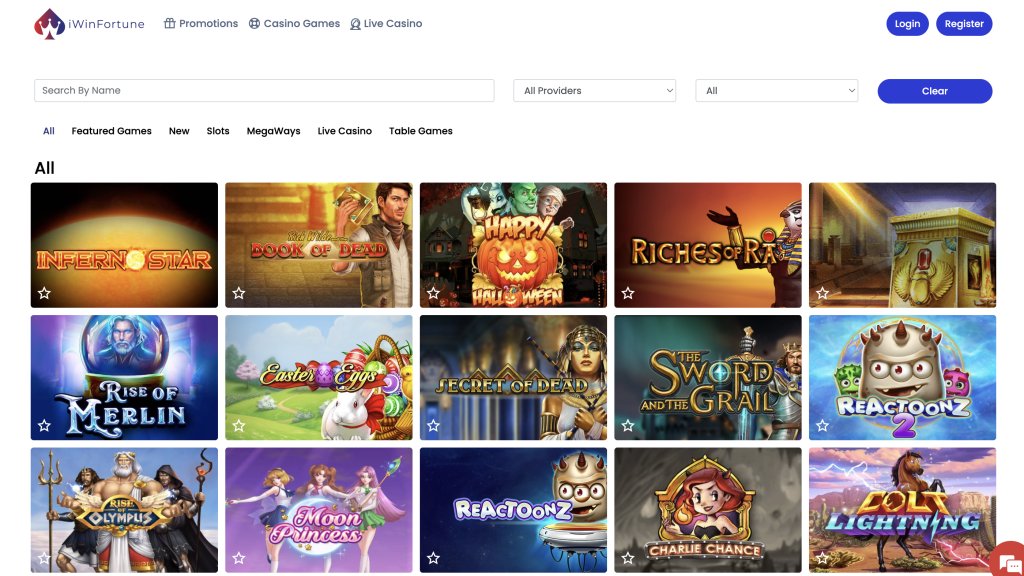 games options at iwin fortune casino