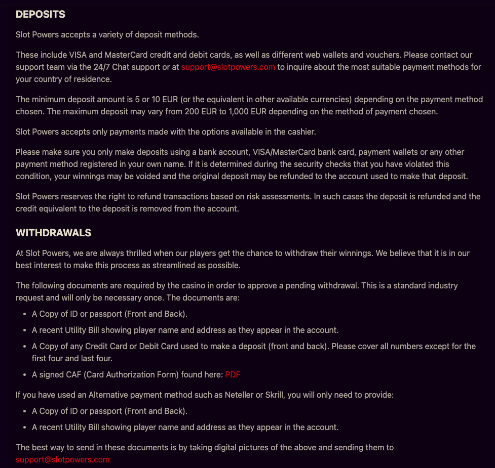 payment option details