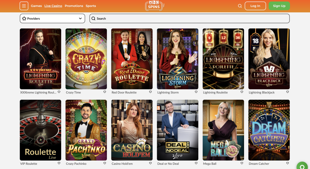 All Spins live games.