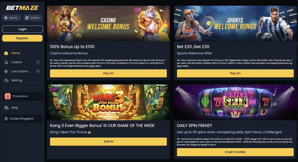 BetMaze promotions