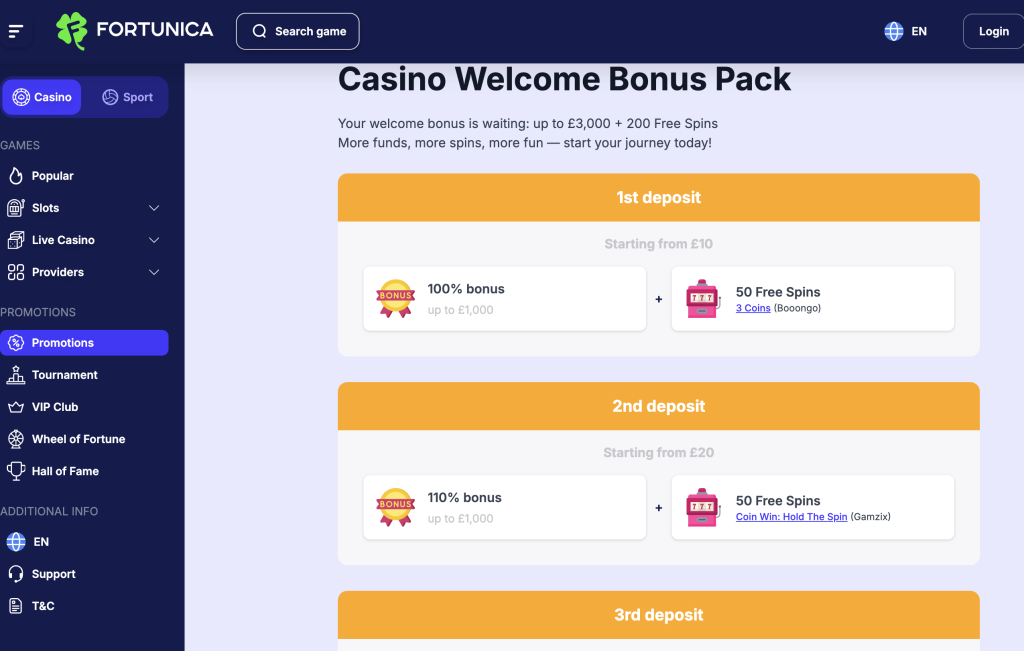 fortunica casino promotions