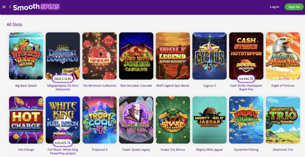 Smooth Spins slot games.