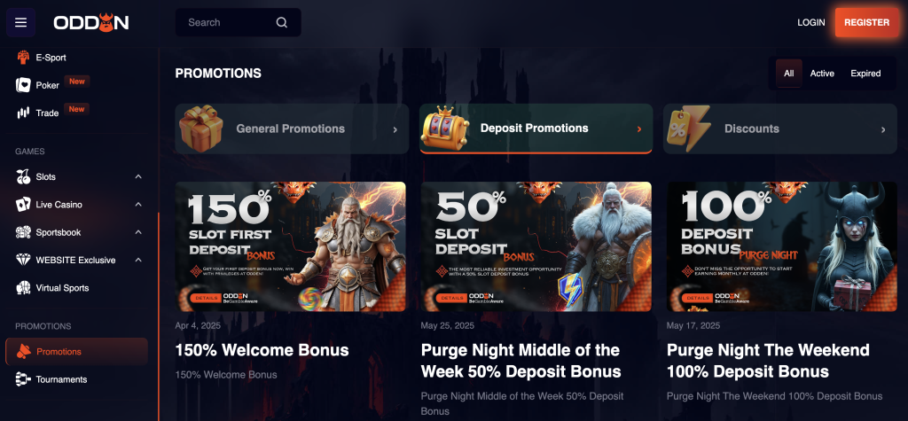 Odden Casino Welcome Bonus.