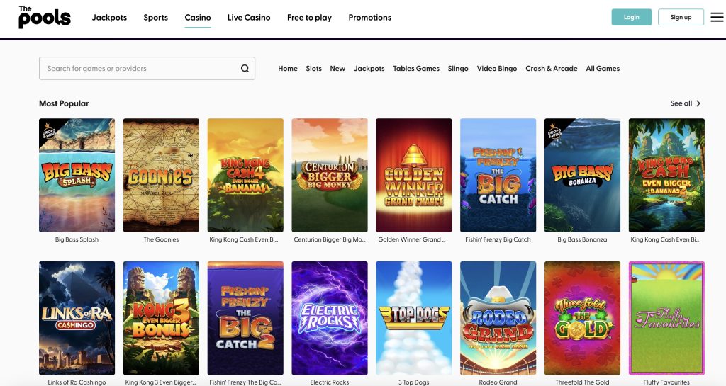 The Pools casino games