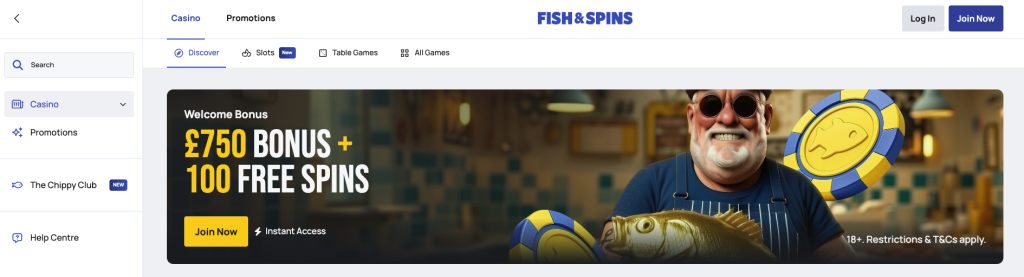 Fish & Spins Casino page.