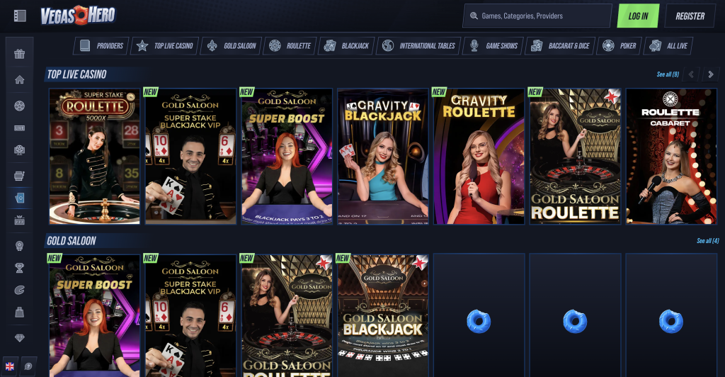 Vegas Hero Live Casino.