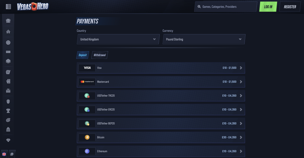 Vegas Hero Payments.