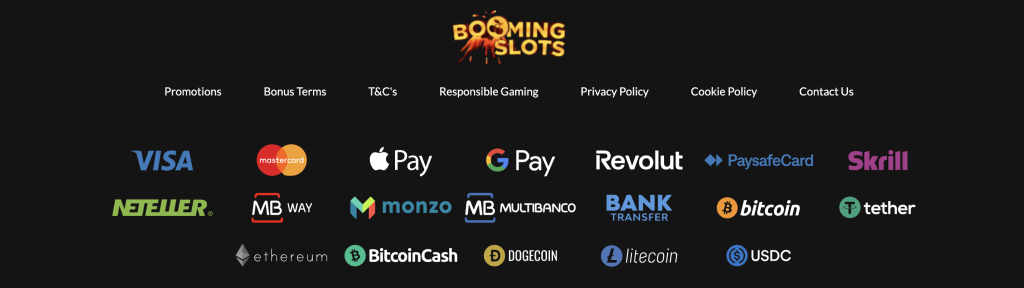 Booming Slots Banking Options.