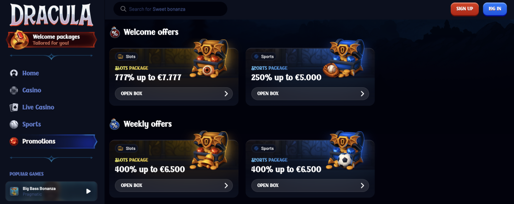 Dracula Casino Promotions.