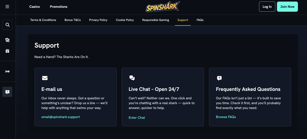 SpinShark contact information.