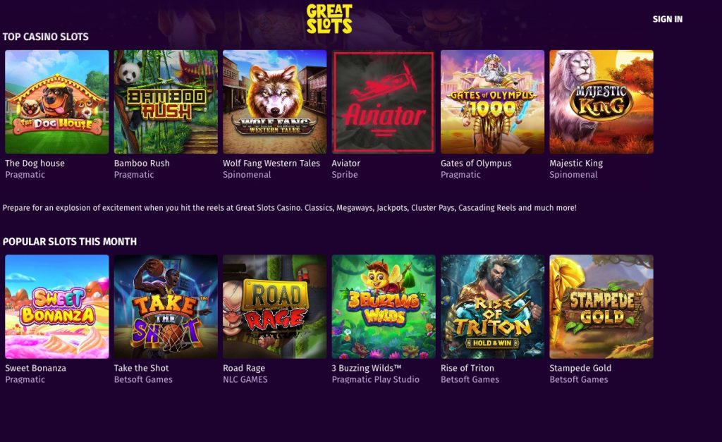 Great Slots Casino Games Library