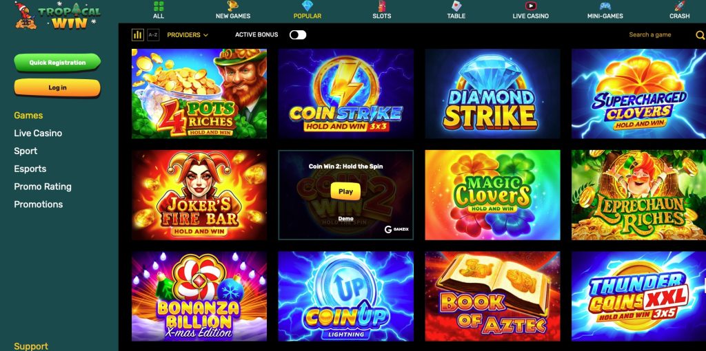 Tropical Wins Gaming Library