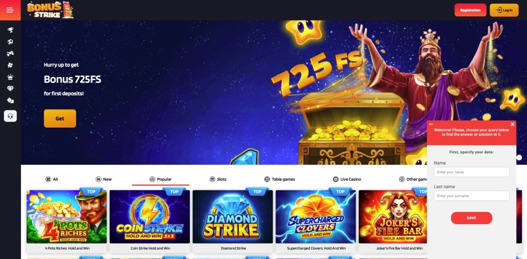 Bonus Strike Live Chat facility