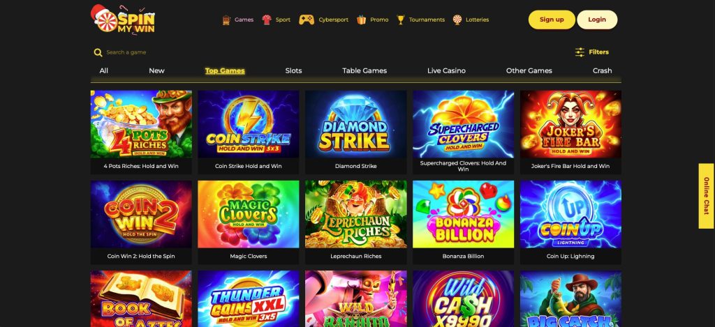 Spin My Win Top games on offer