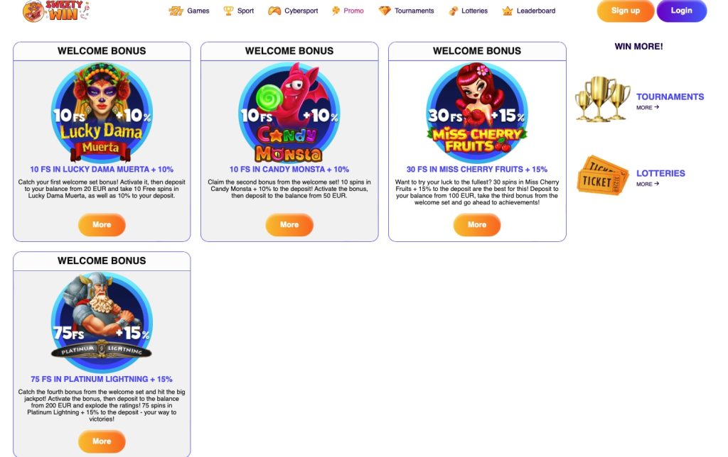Sweet Win Welcome Bonuses