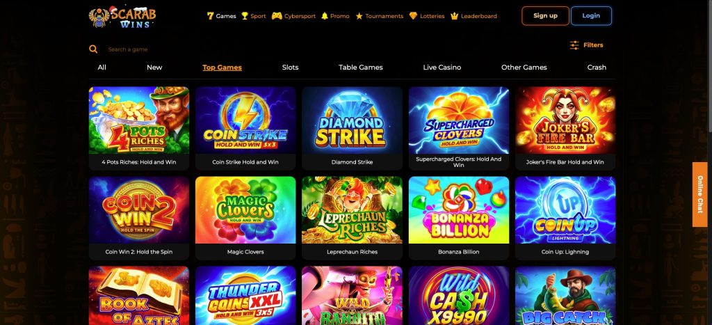 Scarab Wins top games selection