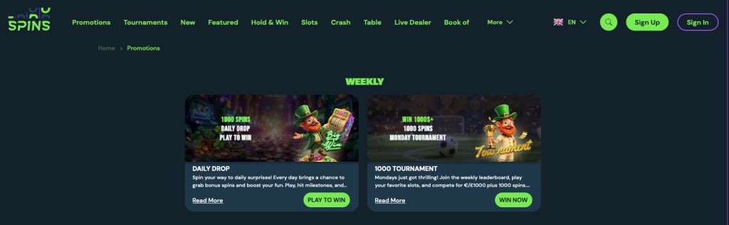 1000 Spins Weekly Promotions