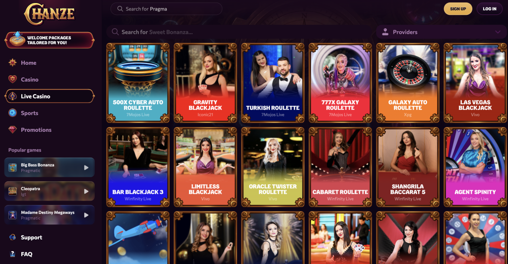 Chanze Live Casino Games