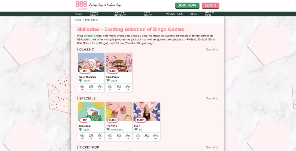 888 Ladies Bingo game library