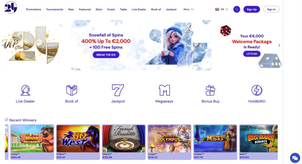 24Play Casino Homepage
